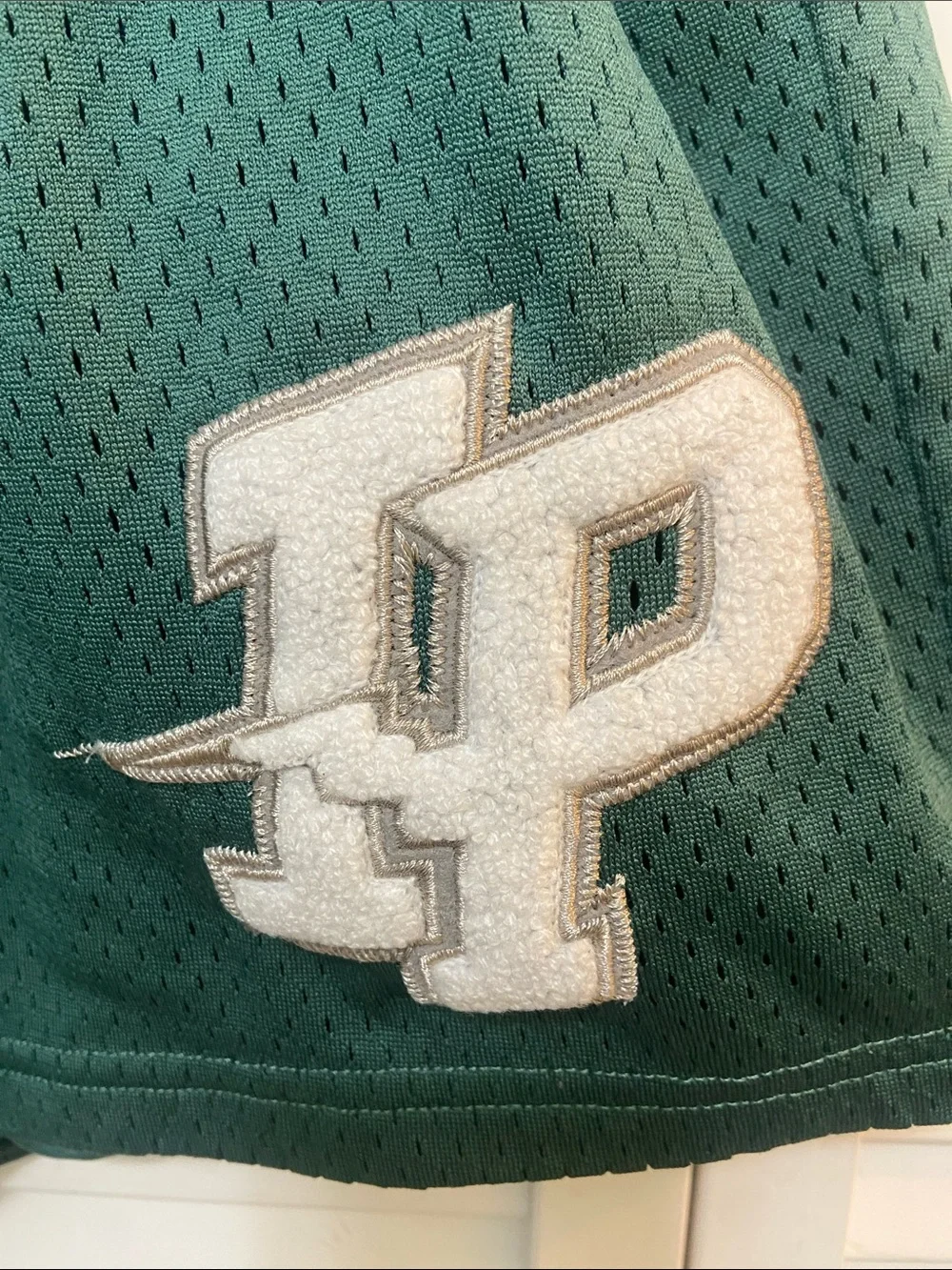 Inaka Power Green Mesh Athletic Shorts with Logo Patch - Picture 3 of 7